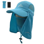 Ultimate quick-dry baseball cap with detachable neck & face flaps – superior uv protection, wonderland gear & style Unisex quick dry baseball cap with detachable neck and face flaps cyan