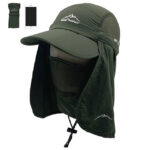 Ultimate quick-dry baseball cap with detachable neck & face flaps – superior uv protection, wonderland gear & style Unisex quick dry baseball cap with detachable neck and face flaps dark green